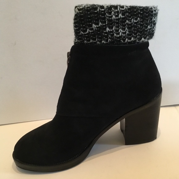 Chinese Laundry Black Suede Marvel Boot front zipper knit cuff - Picture 3 of 8